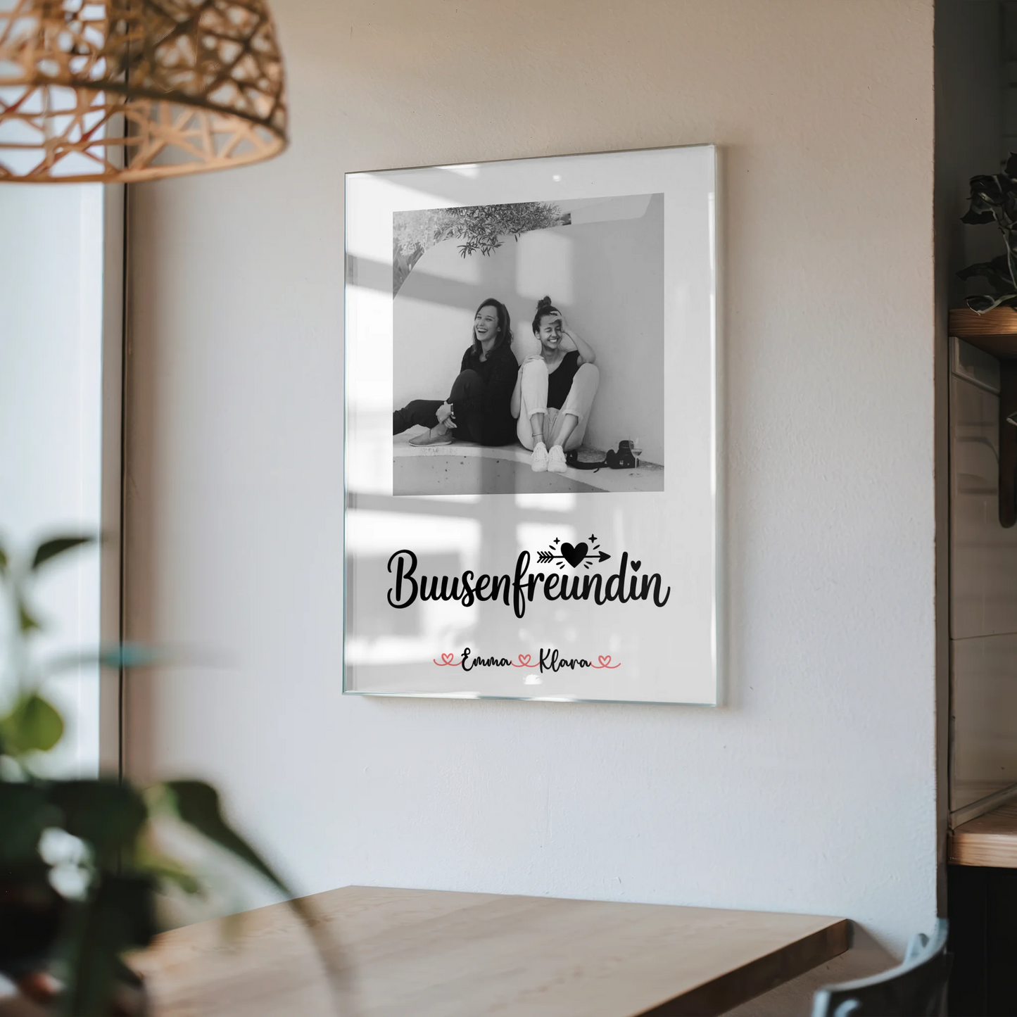 Beste Freundin Geschenk Acrylglas Bild Mit Foto & Namen Black & White