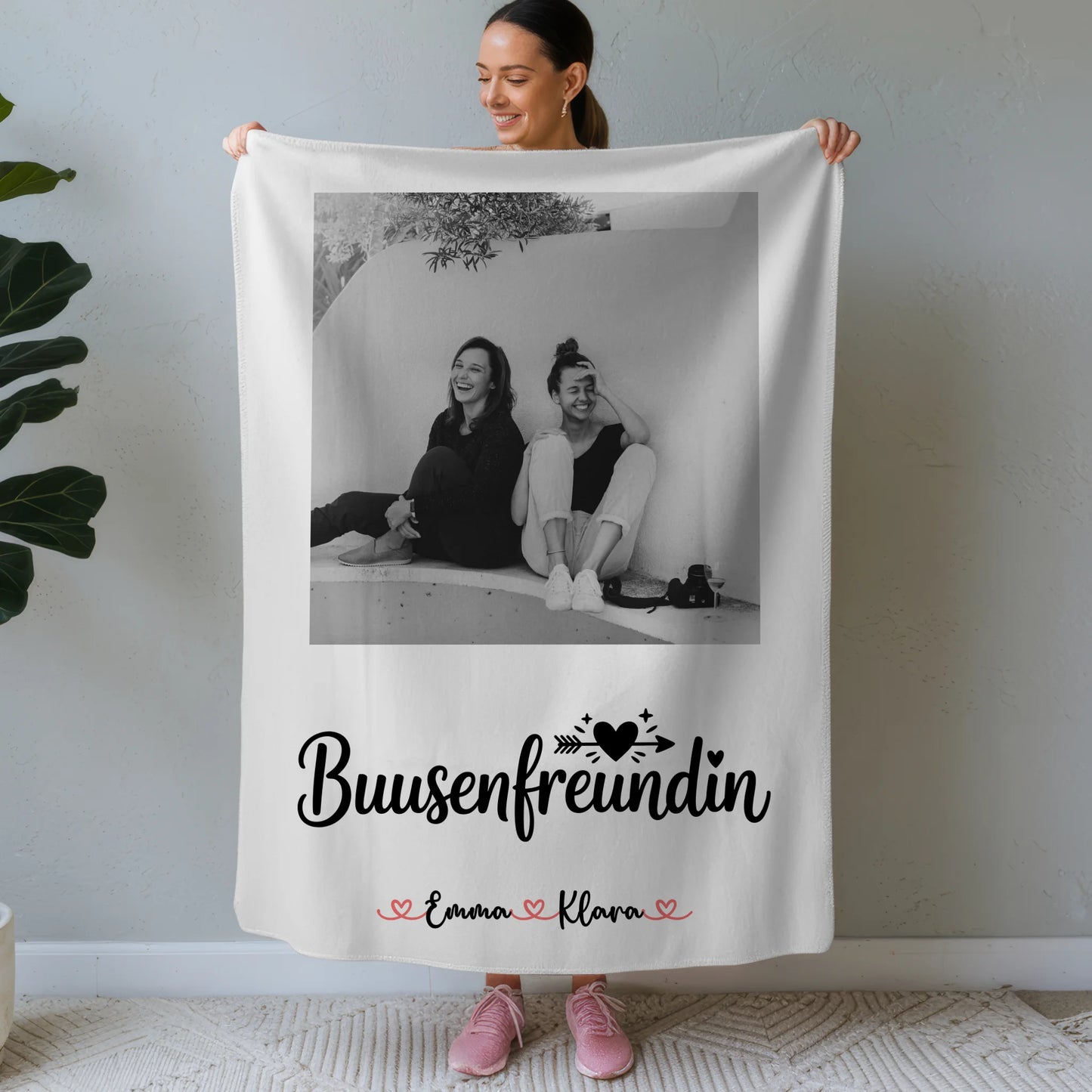 Decke mit Foto beste Freundin Mit Foto & Namen Black & White
