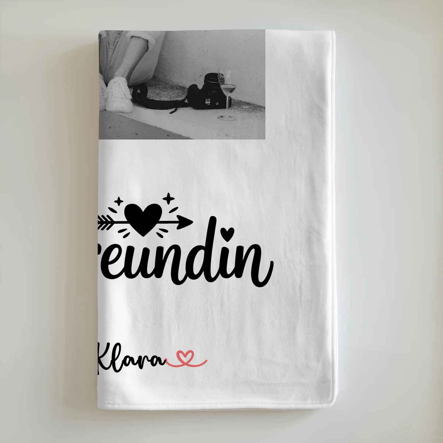 Decke mit Foto beste Freundin Mit Foto & Namen Black & White