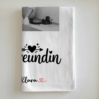 Decke mit Foto beste Freundin Mit Foto & Namen Black & White