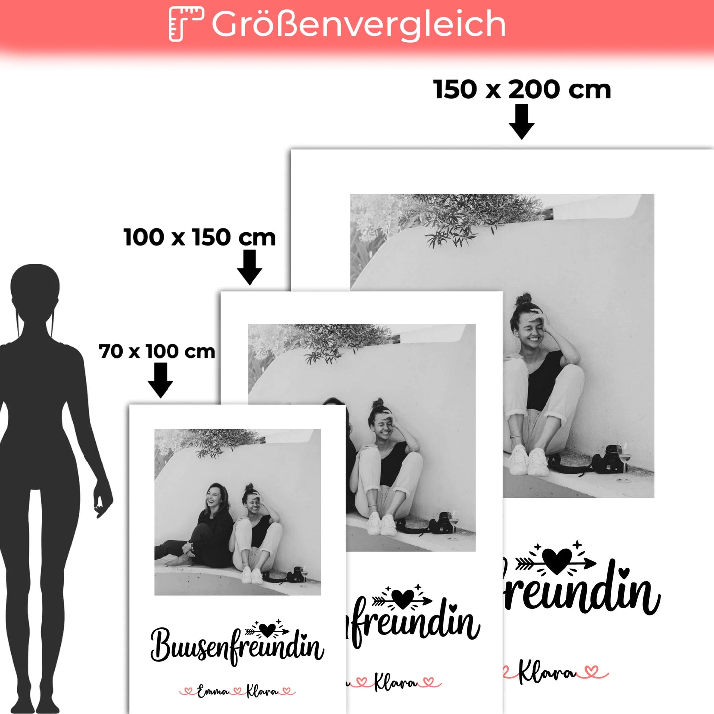 Decke mit Foto beste Freundin Mit Foto & Namen Black & White