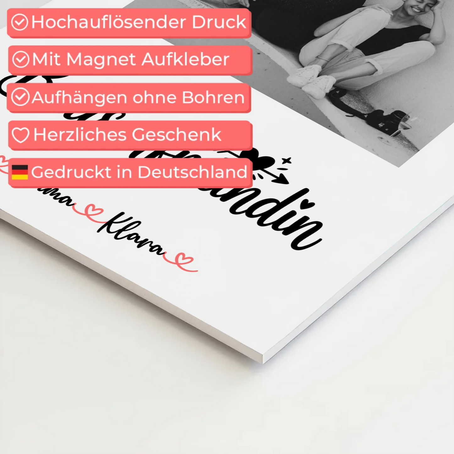 Fotogeschenk beste Freundin Fotoboard Mit Foto & Namen Black & White