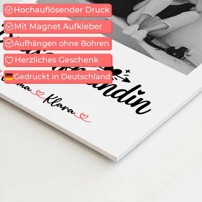 Fotogeschenk beste Freundin Fotoboard Mit Foto & Namen Black & White