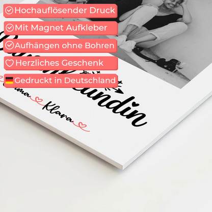 Fotogeschenk beste Freundin Fotoboard Mit Foto & Namen Black & White