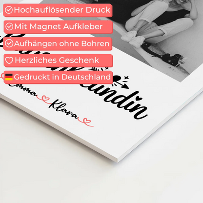 Fotogeschenk beste Freundin Fotoboard Mit Foto & Namen Black & White