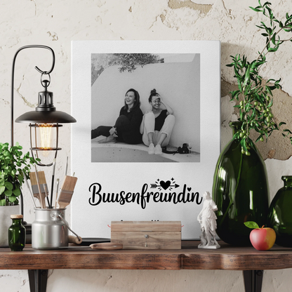 Geschenk beste Freundin Leinwand Mit Foto & Namen Black & White