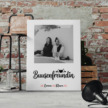 Geschenk beste Freundin Leinwand Mit Foto & Namen Black & White