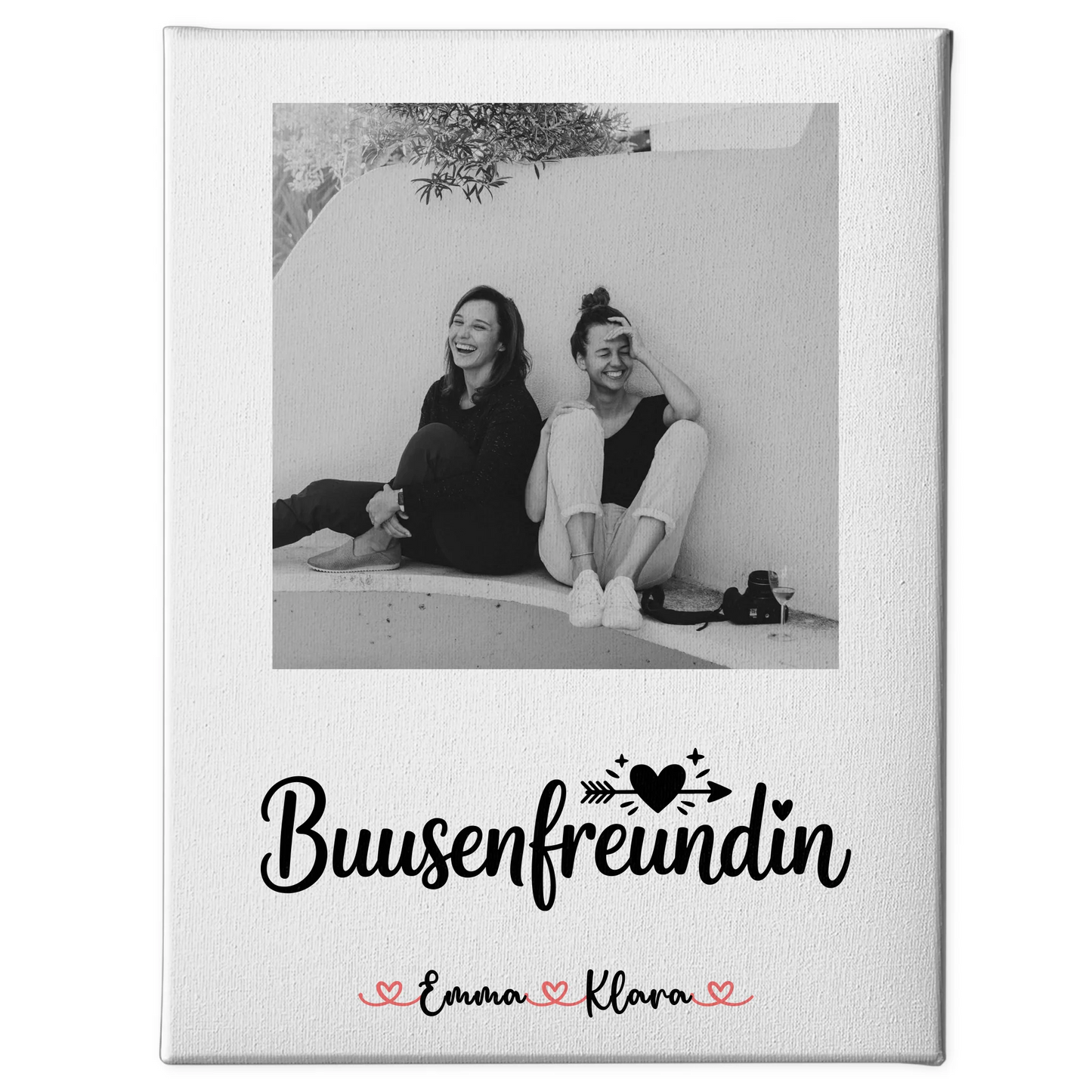Geschenk beste Freundin Leinwand Mit Foto & Namen Black & White