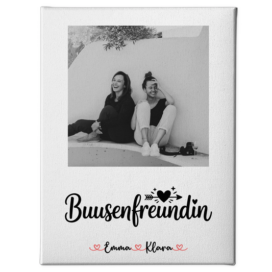 Geschenk beste Freundin Leinwand Mit Foto & Namen Black & White