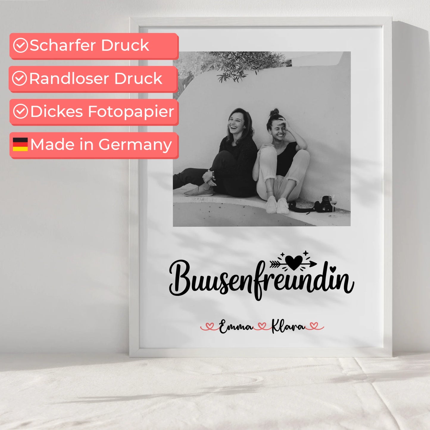 Freundinnen Bild Personalisiert Mit Foto & Namen Black & White Busenfreundin