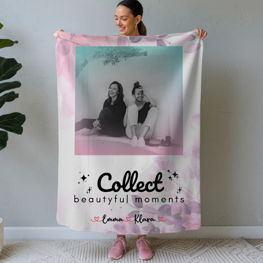 Decke mit Foto beste Freundin 3 Foto & Namen Black & White