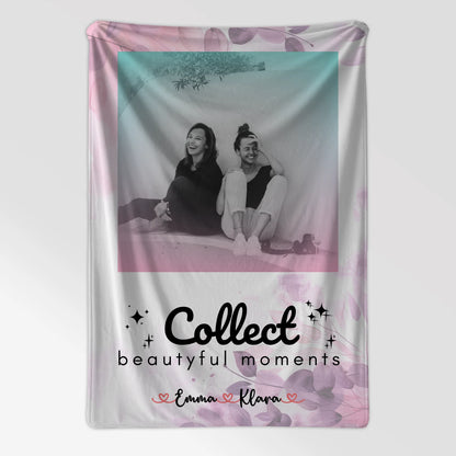 Decke mit Foto beste Freundin 3 Foto & Namen Black & White