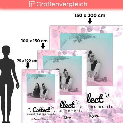 Decke mit Foto beste Freundin 3 Foto & Namen Black & White