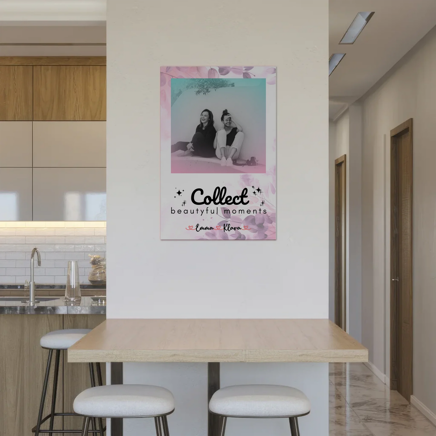 Beste Freundinnen Fotoboard 3 Foto & Namen Black & White