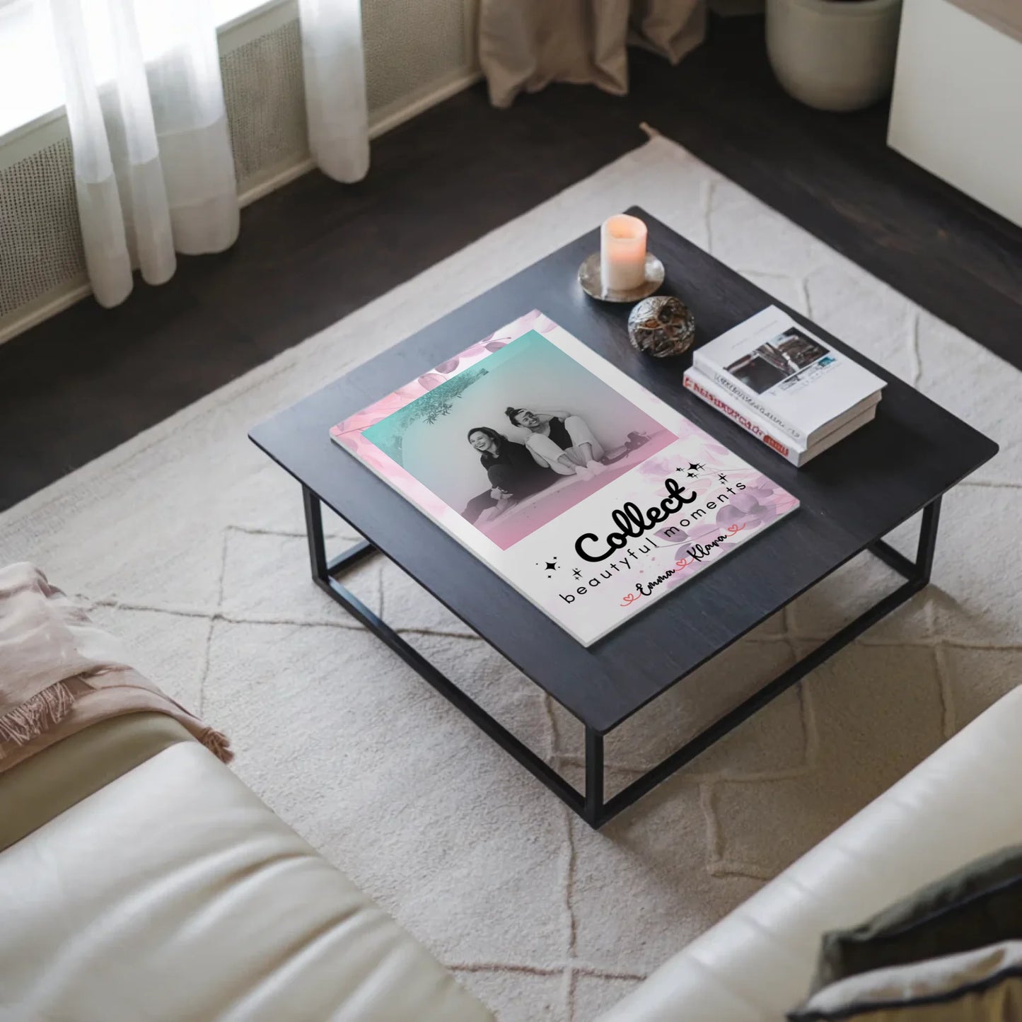 Beste Freundinnen Fotoboard 3 Foto & Namen Black & White