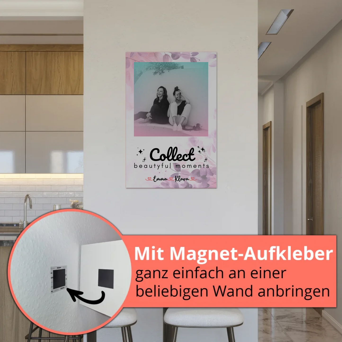 Beste Freundinnen Fotoboard 3 Foto & Namen Black & White