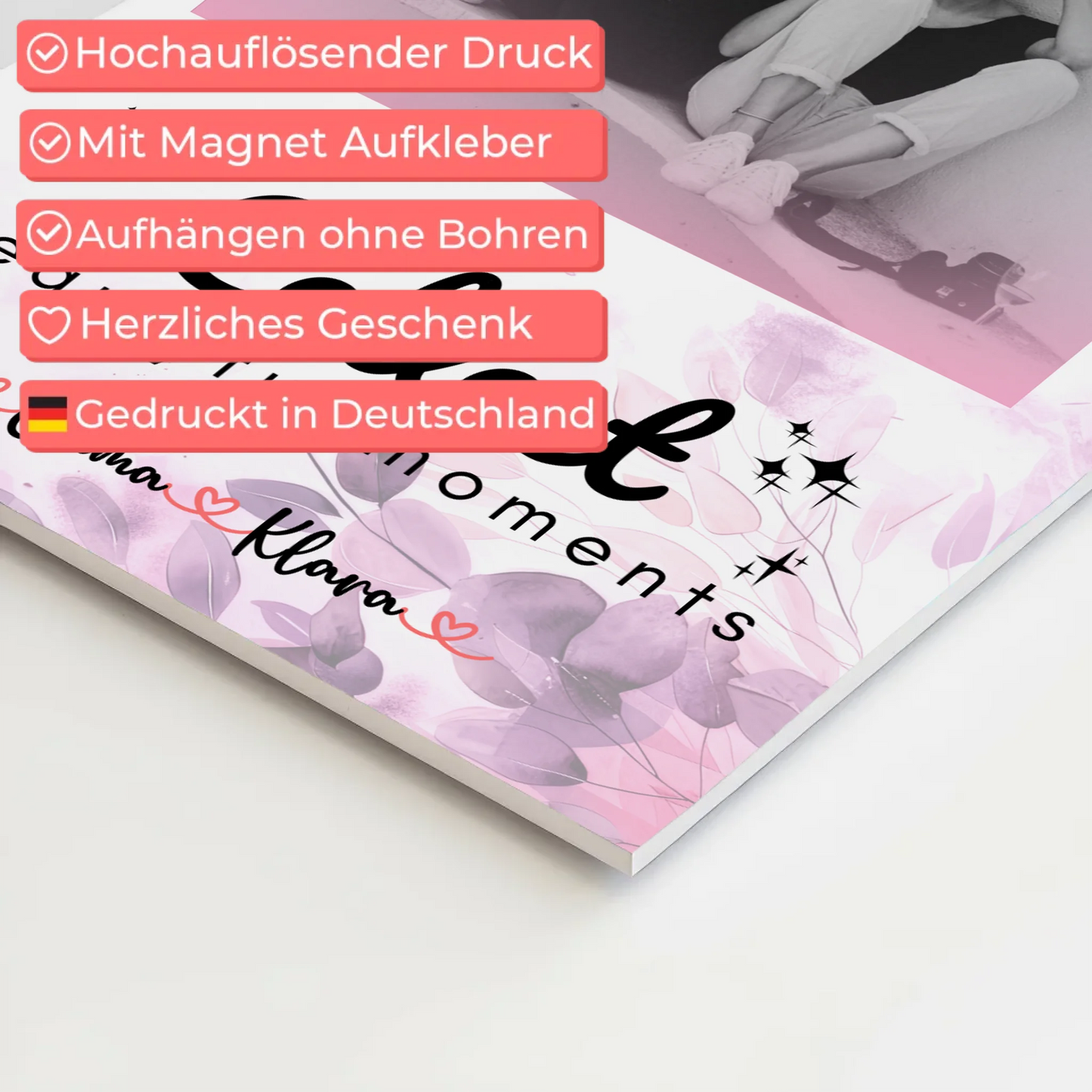 Beste Freundinnen Fotoboard 3 Foto & Namen Black & White