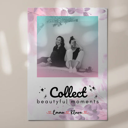 Beste Freundinnen Fotoboard 3 Foto & Namen Black & White