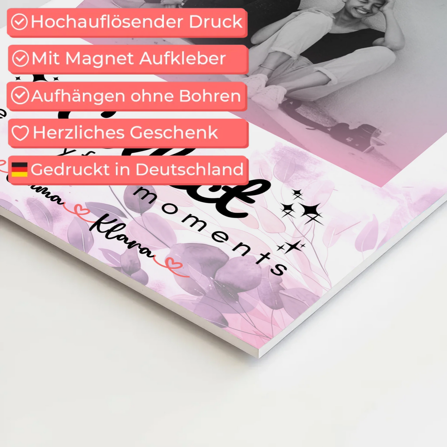 Beste Freundinnen Fotoboard 3 Foto & Namen Black & White