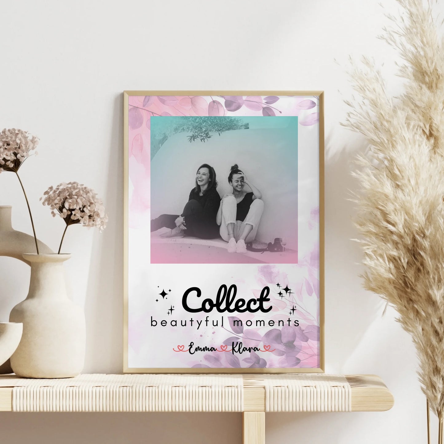 Poster Beste Freundin Personalisiert 3 Foto & Namen Black & White