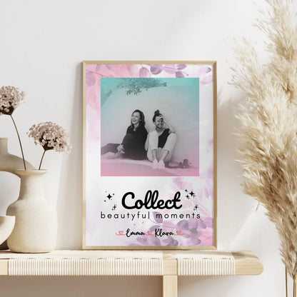 Poster Beste Freundin Personalisiert 3 Foto & Namen Black & White