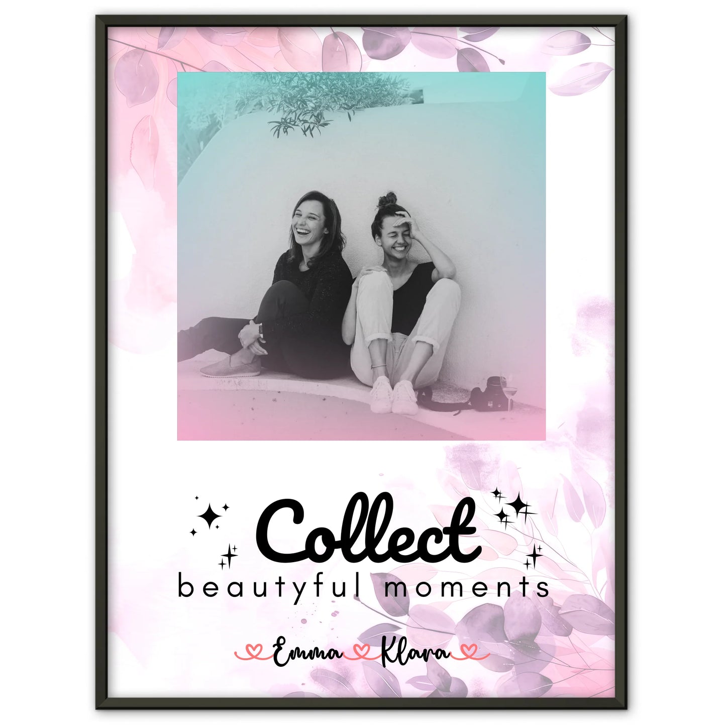 Poster Beste Freundin Personalisiert 3 Foto & Namen Black & White