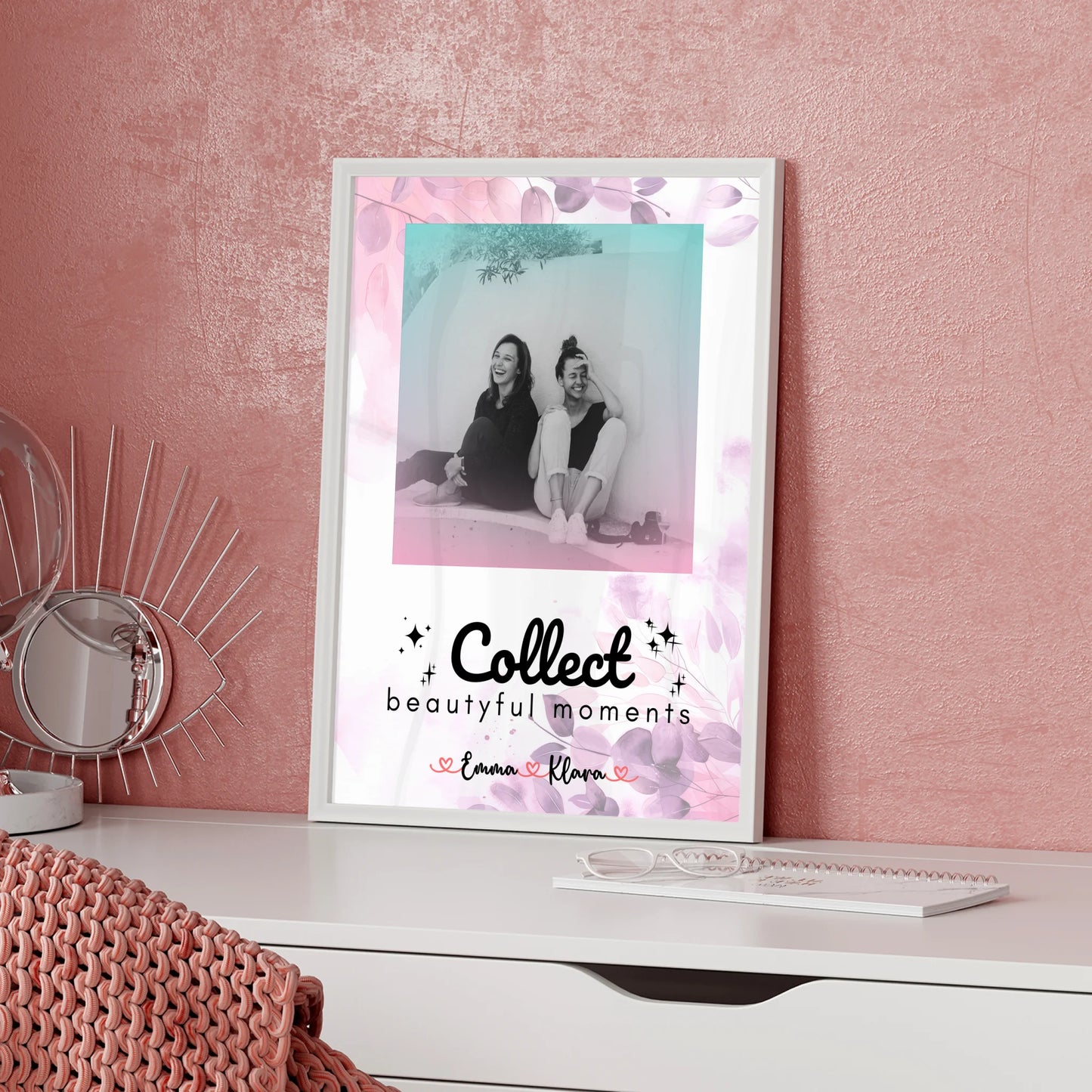 Poster Beste Freundin Personalisiert 3 Foto & Namen Black & White