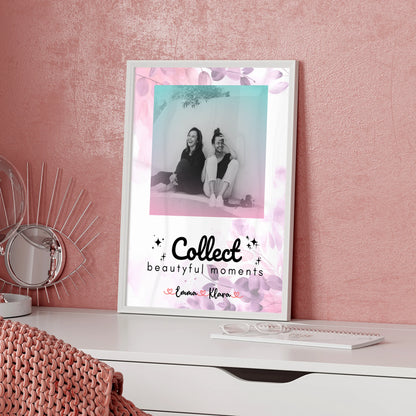 Poster Beste Freundin Personalisiert 3 Foto & Namen Black & White
