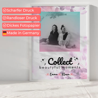 Poster Beste Freundin Personalisiert 3 Foto & Namen Black & White