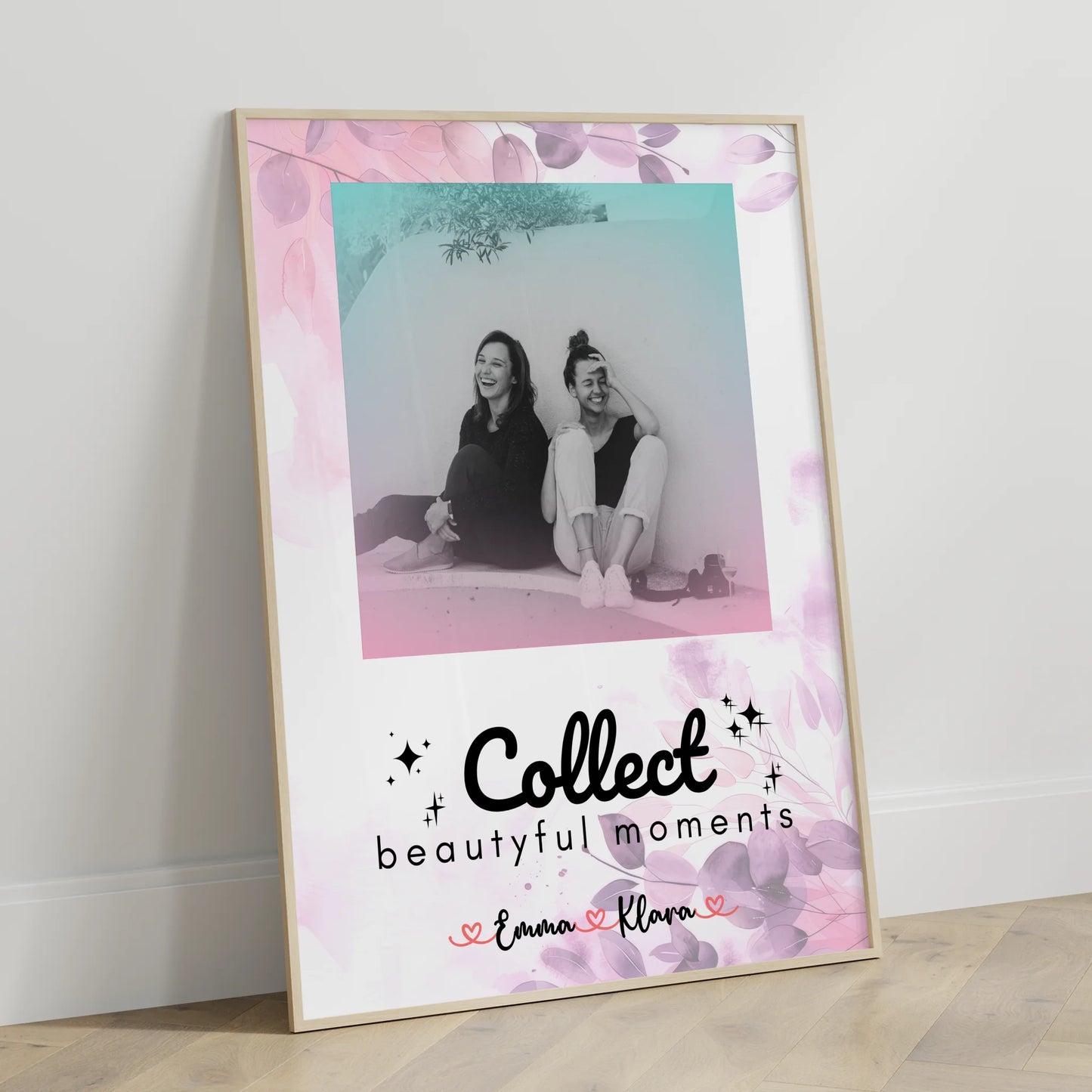 Poster Beste Freundin Personalisiert 3 Foto & Namen Black & White