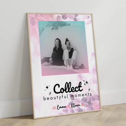 Poster Beste Freundin Personalisiert 3 Foto & Namen Black & White