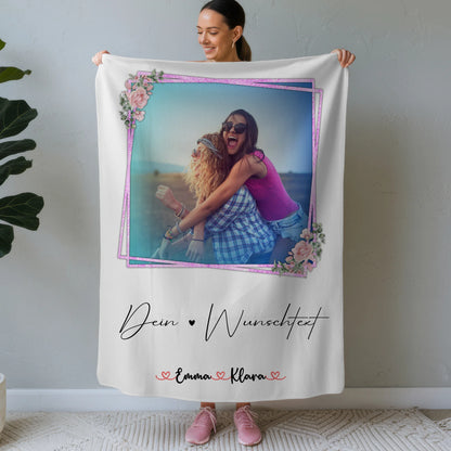 personalisierte Decke beste Freundin mit Foto, Namen & Wunschtext personalisierbar