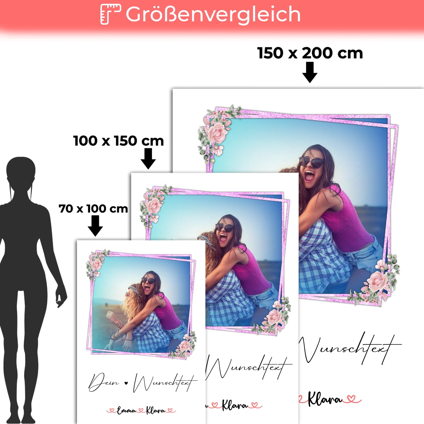 personalisierte Decke beste Freundin mit Foto, Namen & Wunschtext personalisierbar