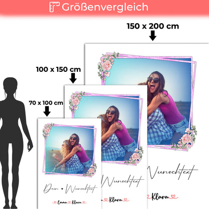 personalisierte Decke beste Freundin mit Foto, Namen & Wunschtext personalisierbar