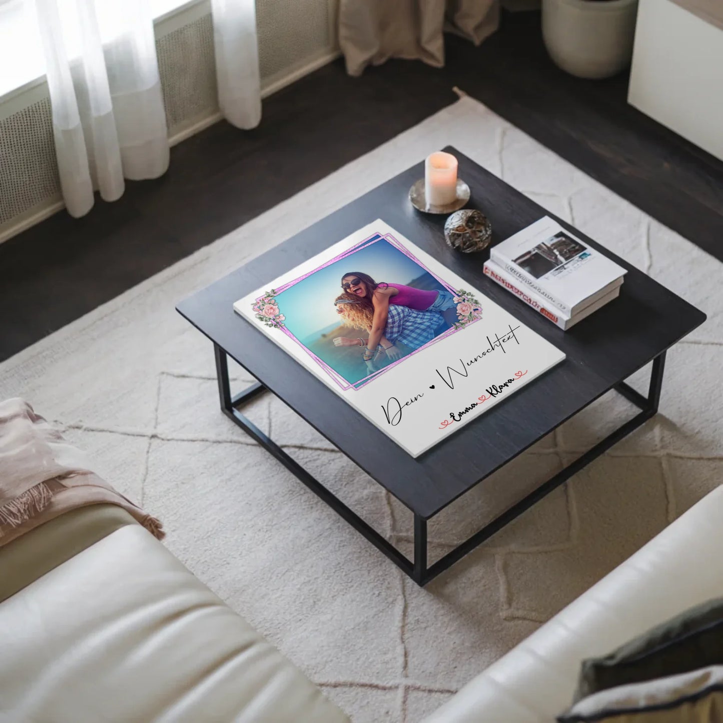 Fotoboard beste Freundinnen mit 1 Foto, Hintergrundbild, Namen & eigener Wunschtext