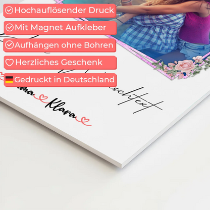 Fotoboard beste Freundinnen mit 1 Foto, Hintergrundbild, Namen & eigener Wunschtext