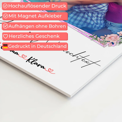 Fotoboard beste Freundinnen mit 1 Foto, Hintergrundbild, Namen & eigener Wunschtext