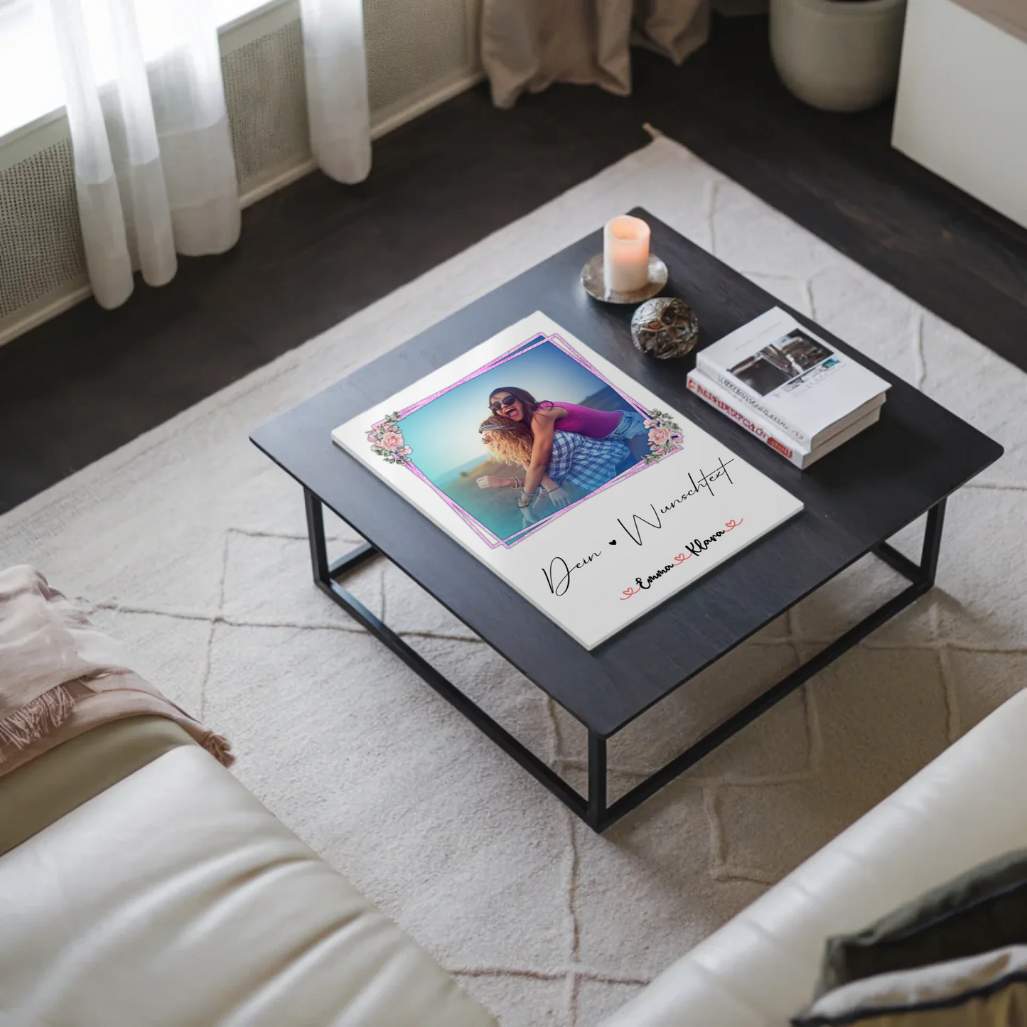 Fotoboard beste Freundinnen mit 1 Foto, Hintergrundbild, Namen & eigener Wunschtext