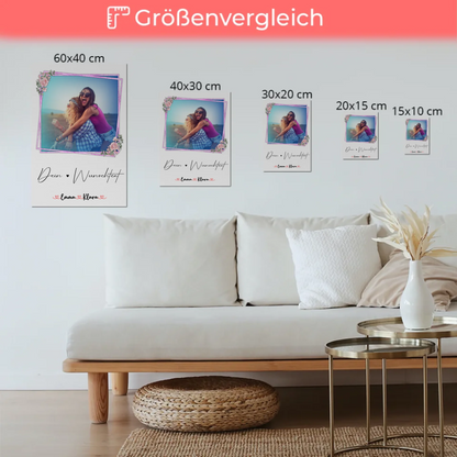 Fotoboard beste Freundinnen mit 1 Foto, Hintergrundbild, Namen & eigener Wunschtext