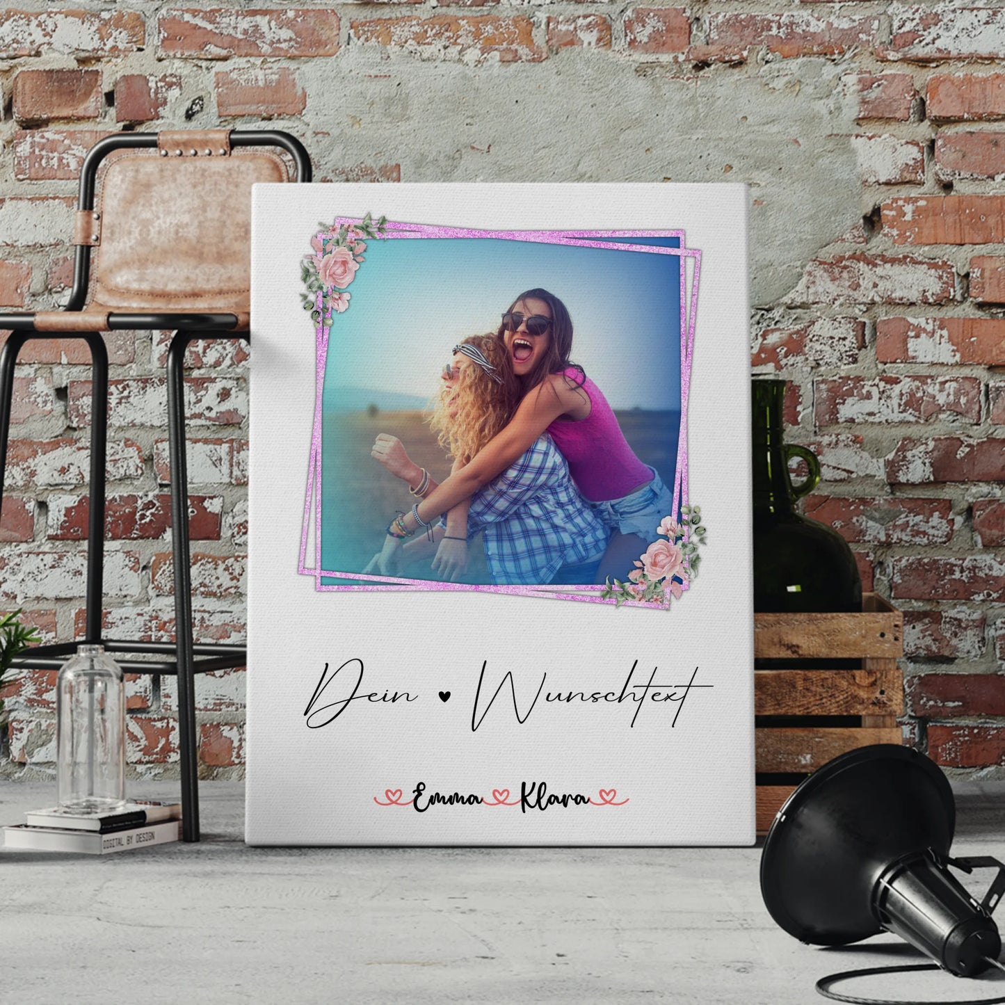 Beste Freundin Geschenk Leinwand mit 1 Foto, Namen & Wunschtext personalisiert