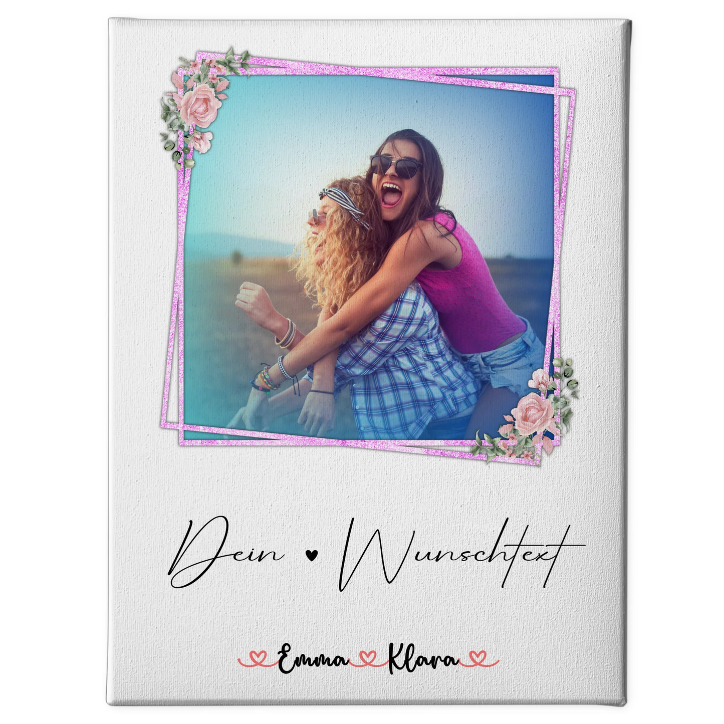 Beste Freundin Geschenk Leinwand mit 1 Foto, Namen & Wunschtext personalisiert