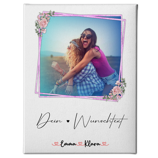 Beste Freundin Geschenk Leinwand mit 1 Foto, Namen & Wunschtext personalisiert
