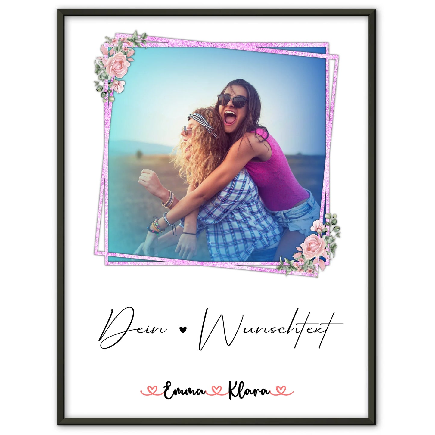 Poster Freundinnen Personalisiert mit Namen & Foto, 1 Wunschtext für Beste Freundin