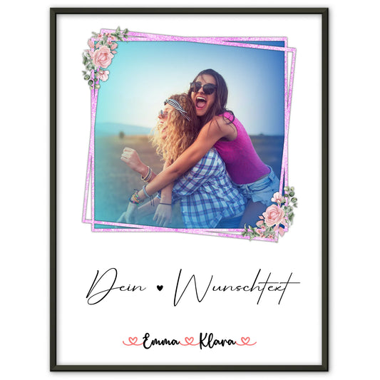 Poster Freundinnen Personalisiert mit Namen & Foto, 1 Wunschtext für Beste Freundin