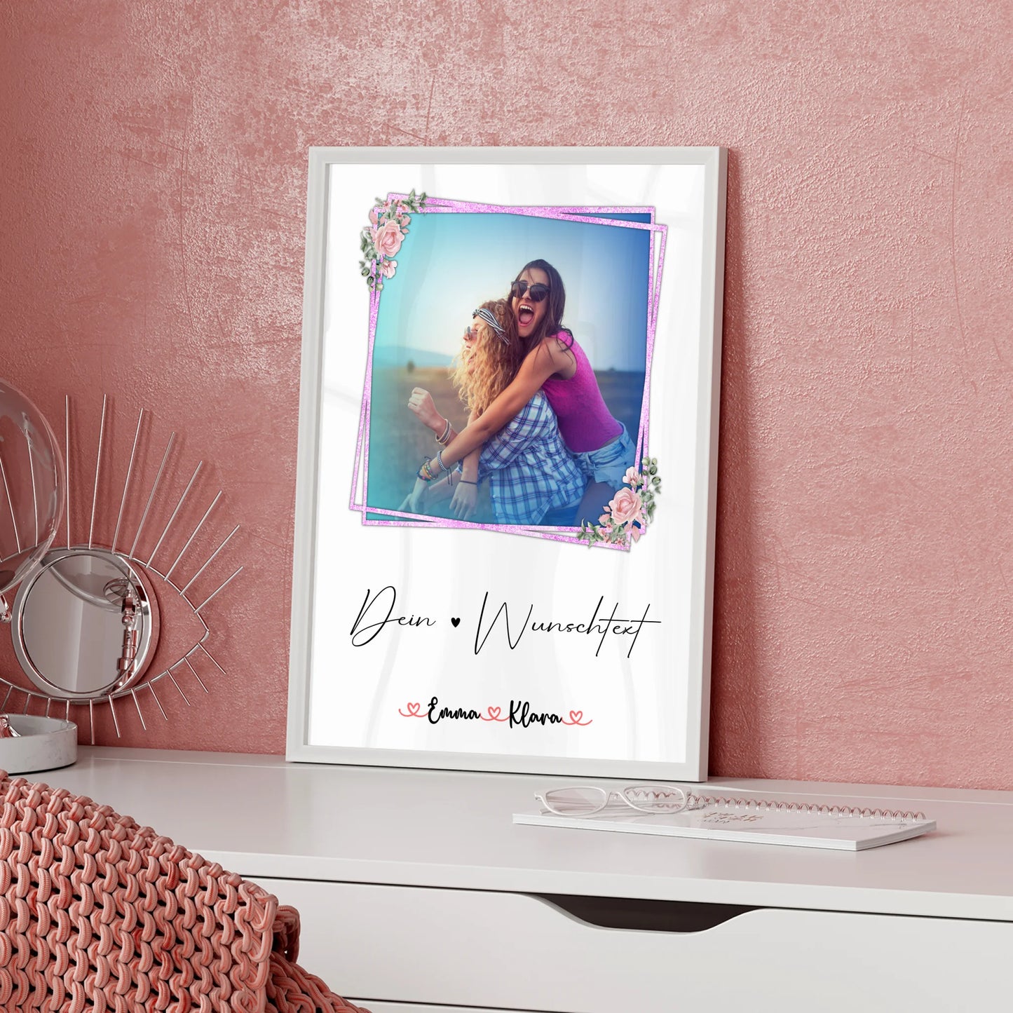 Poster Freundinnen Personalisiert mit Namen & Foto, 1 Wunschtext für Beste Freundin