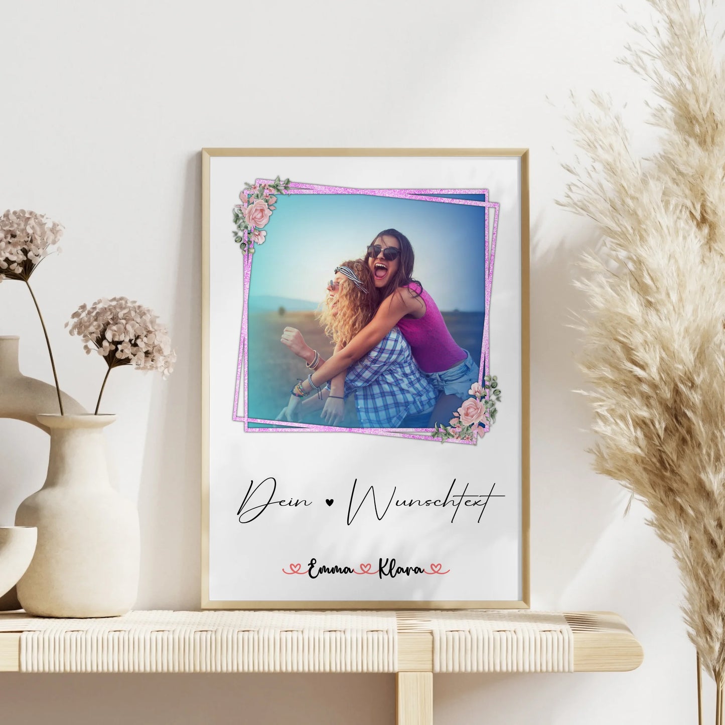 Poster Freundinnen Personalisiert mit Namen & Foto, 1 Wunschtext für Beste Freundin