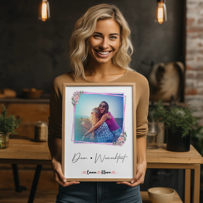 Poster Freundinnen Personalisiert mit Namen & Foto, 1 Wunschtext für Beste Freundin