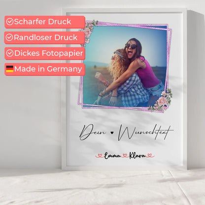 Poster Freundinnen Personalisiert mit Namen & Foto, 1 Wunschtext für Beste Freundin