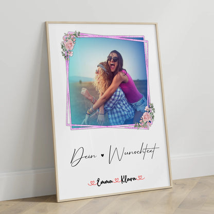 Poster Freundinnen Personalisiert mit Namen & Foto, 1 Wunschtext für Beste Freundin