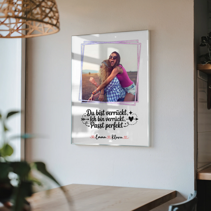 Freundinnen Bild Personalisiert Acrylglas - 1 Foto, Hintergrund, Namen & eigenen Spruch